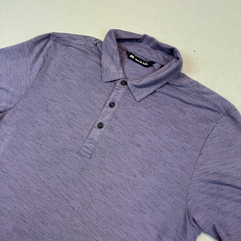 TravisMathew Size Medium Polo Shirt Mens Purple Heathered Short Sleeve RN123280